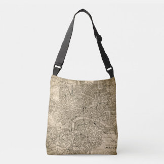 Vintage London Map Travel Messenger Canvas tas