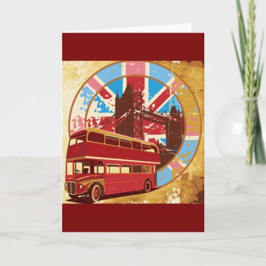 Vintage London Red Double Decker Bus Kaart (Voorkant)