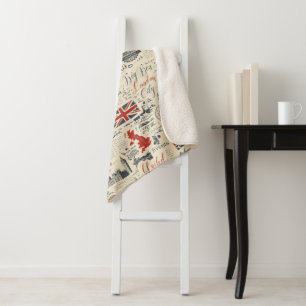 Vintage London Sherpa Blanket Deken