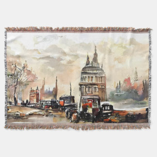 Vintage London Street Scene Art Throw Deken