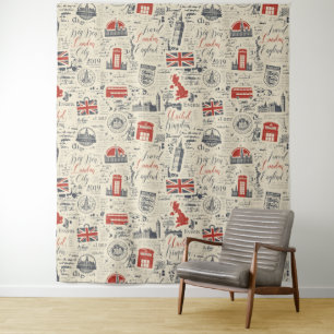 Vintage London Tapestry Wandkleed