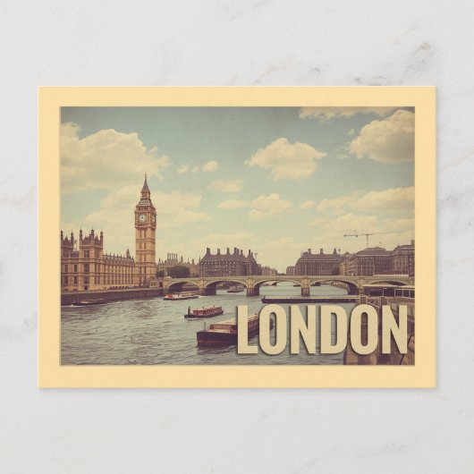 Vintage London Travel Briefkaart (Voorkant)