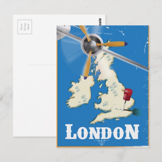 Vintage London Travel Poster Briefkaart (Voorkant / Achterkant)