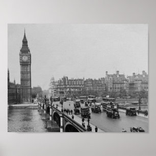 Vintage London Westminster Bridge, Big Ben 1904 Poster