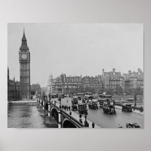 Vintage London Westminster Bridge, Big Ben 1904 Poster (Voorkant)