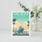 Vintage Long Beach Briefkaart (Staand voorkant)