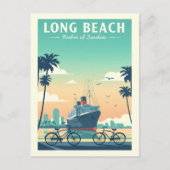 Vintage Long Beach Briefkaart (Voorkant)