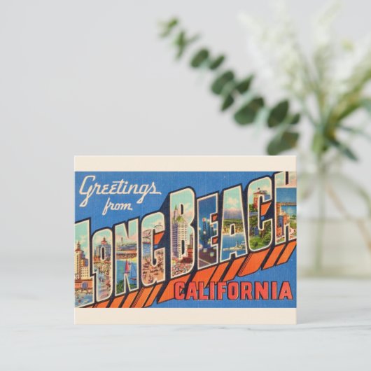 Vintage Long Beach CA  Briefkaart (Staand voorkant)