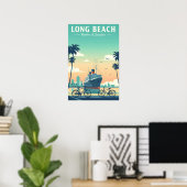 Vintage Long Beach Poster (Thuiskantoor)