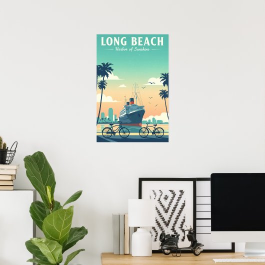 Vintage Long Beach Poster (Thuiskantoor)