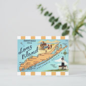 Vintage Long Island gestreepte kaart ansichtkaart (Staand voorkant)