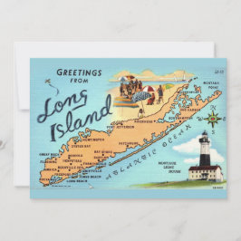 Vintage Long Island Kaart 5x7 Grote Ansichtkaart