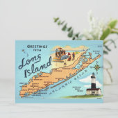 Vintage Long Island Kaart 5x7 Grote Ansichtkaart (Staand voorkant)