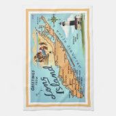 Vintage Long Island Kaart Omrand Theedoek (Verticaal)