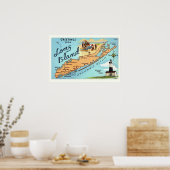 Vintage Long Island Kaart Poster Print (Keuken)