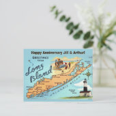 Vintage Long Island Map Occasion Postcard Briefkaart (Staand voorkant)