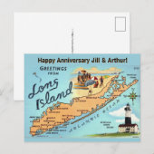 Vintage Long Island Map Occasion Postcard Briefkaart (Voorkant / Achterkant)