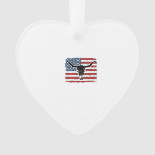 Vintage Longhorn Schedel Amerikaanse Vlag Vectoron Ornament