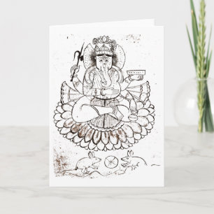Vintage Lord Ganesha T-shirt Hindoeïsme Yoga _ Kaart