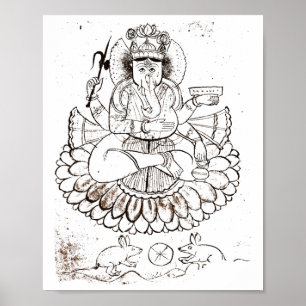 Vintage Lord Ganesha T-shirt Hindoeïsme Yoga _ Poster