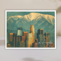 Vintage Los Angeles Aquarel | Retro Californië