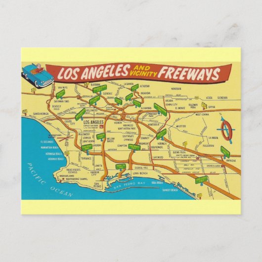 Vintage Los Angeles Briefkaart (Voorkant)