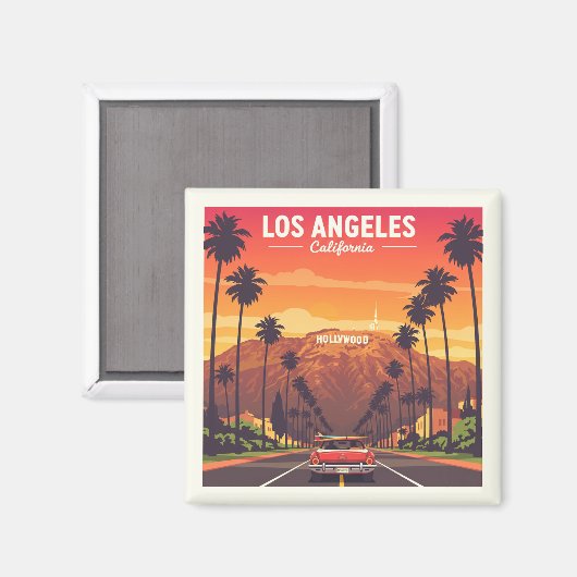 Vintage Los Angeles Californië Magneet (Voorkant / Achterkant)