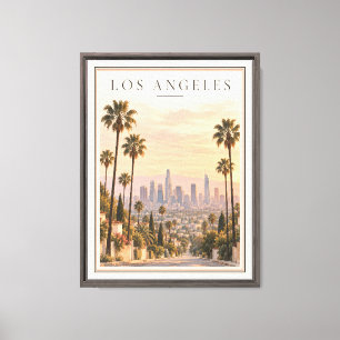 Vintage Los Angeles Californië Palmbomen Silhouet Canvas Afdruk
