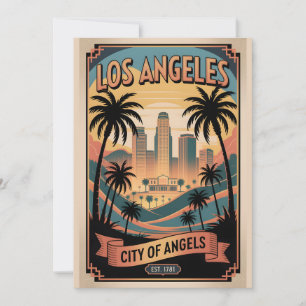 Vintage Los Angeles Californië Stad der Engelen Feestdagenkaart