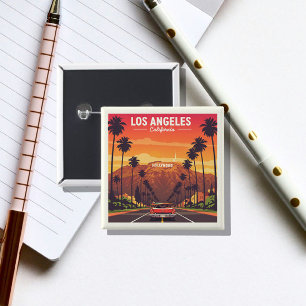 Vintage Los Angeles Californië Vierkante Button 5,1 Cm