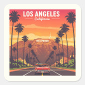 Vintage Los Angeles Californië Vierkante Sticker (Voorkant)
