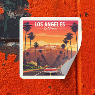 Vintage Los Angeles Californië Vierkante Sticker