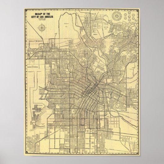 Vintage Los Angeles Map Poster 1914 (Voorkant)