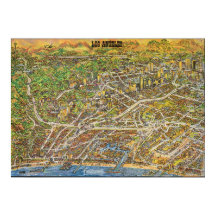 Vintage Los Angeles Picturale Kaart Poster 1974