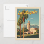Vintage Los Angeles Travel Poster Mission Briefkaart (Voorkant / Achterkant)
