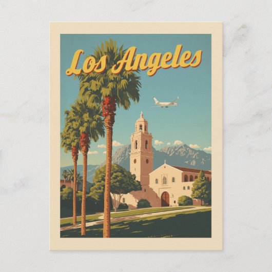 Vintage Los Angeles Travel Poster Mission Briefkaart (Voorkant)