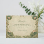 Vintage Lotus Botanisch Bedankkaart (Staand voorkant)
