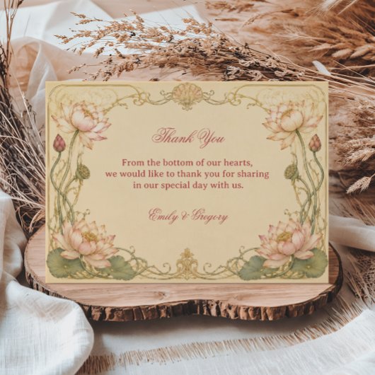 Vintage Lotus Botanisch Bedankkaart