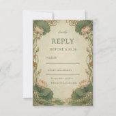 Vintage Lotus Botanisch RSVP Kaartje (Voorkant)
