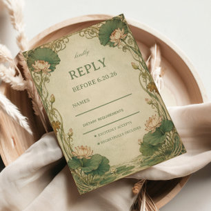 Vintage Lotus Botanisch RSVP Kaartje