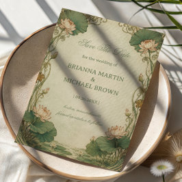Vintage Lotus Botanisch Save The Date