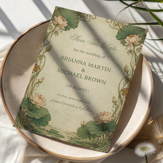 Vintage Lotus Botanisch Save The Date