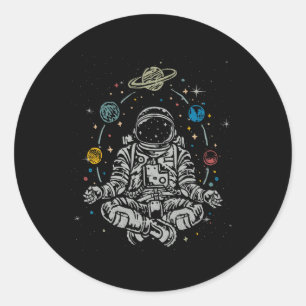 Vintage Lotus Mediterende Astronaut Zen Yoga Plane Ronde Sticker