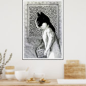 Vintage Louis Wain Book Lover Cat Art Poster (Keuken)