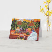 Vintage Louis Wain Botanist Cat Art Kaart (Gele Bloem)
