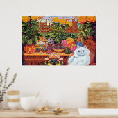 Vintage Louis Wain Botanist Cat Art Poster (Keuken)