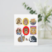 Vintage Louis Wain Cat Art Portraits Briefkaart (Staand voorkant)