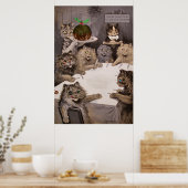 Vintage Louis Wain Cats Kerstparty Poster (Keuken)