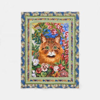 Vintage Louis Wain Flower Cat Art Blanket Fleece Deken
