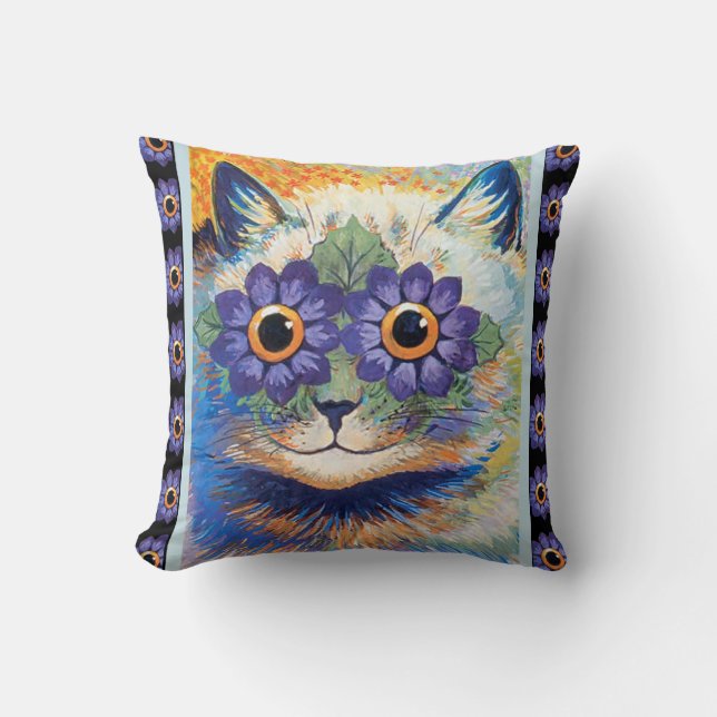 Vintage Louis Wain Flower Cat Sierkussen (Voorkant)